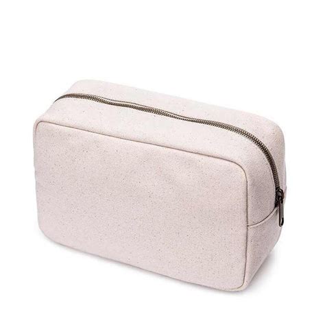 canvas cosmetic bag with zipper.